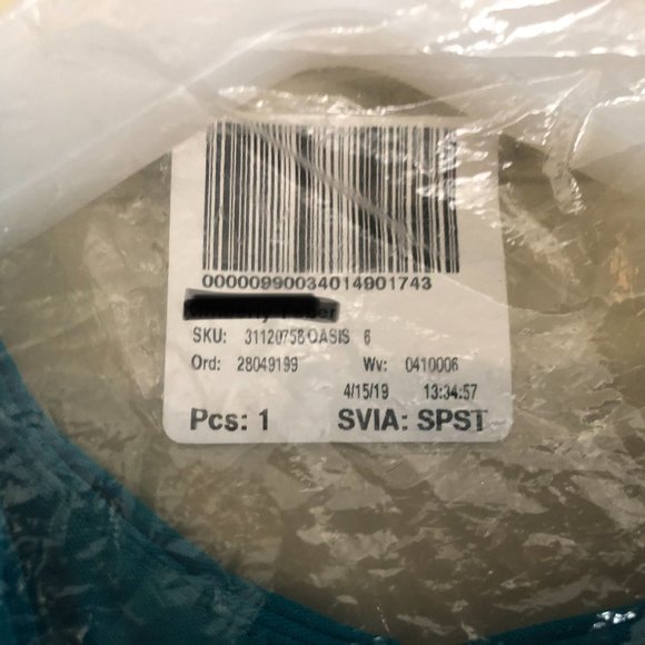 Unaltered David's Bridal High-Neck Mesh Crisscross Bridesmaid Dress Oasis - Picture 5 of 8